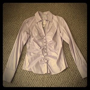 NY & Co Lavender Striped Button Shirt, Size S,NWT